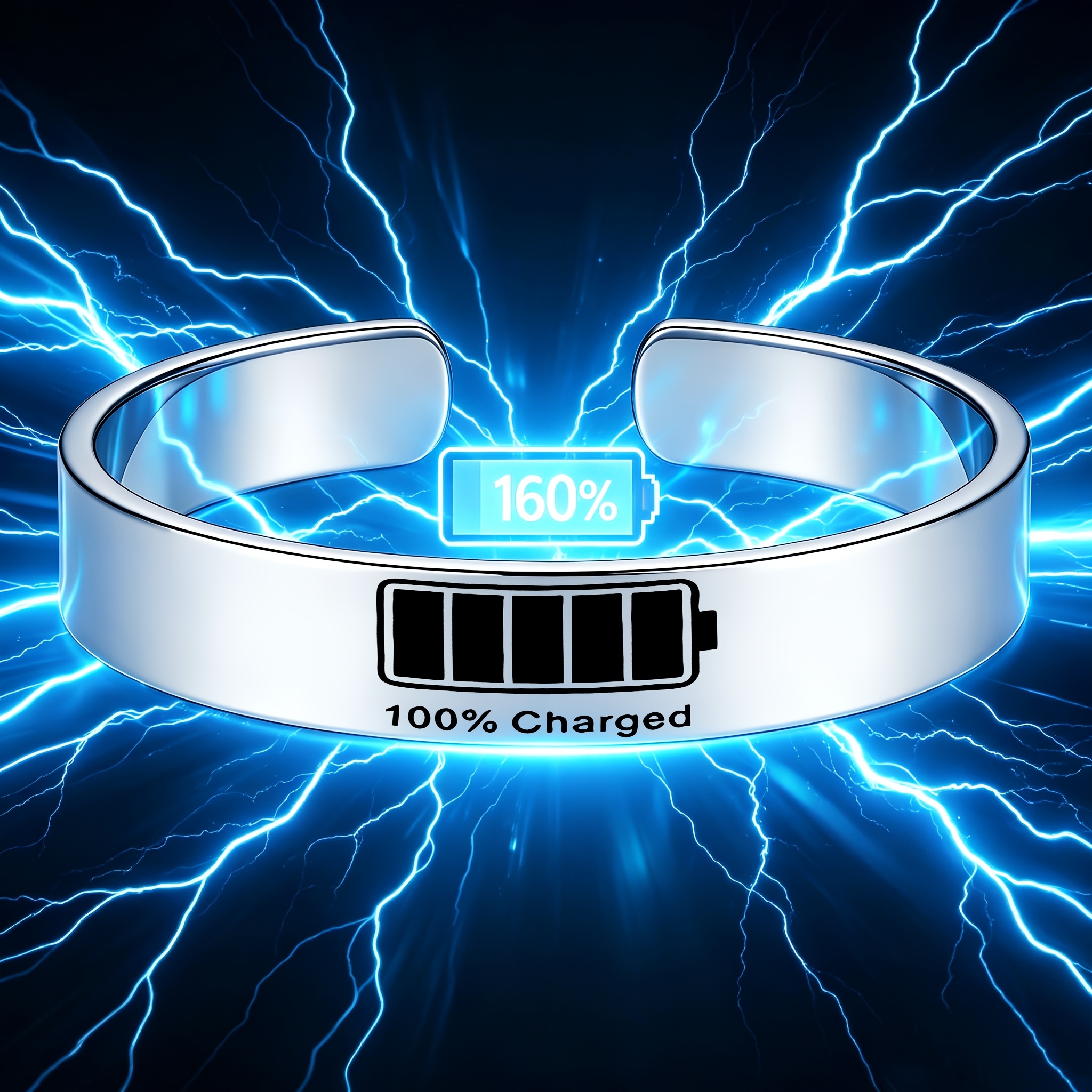 Men's Trendy Open Bangle with Charged Pattern Design